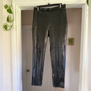 NA-KD black faux leather pants with zippers size 42